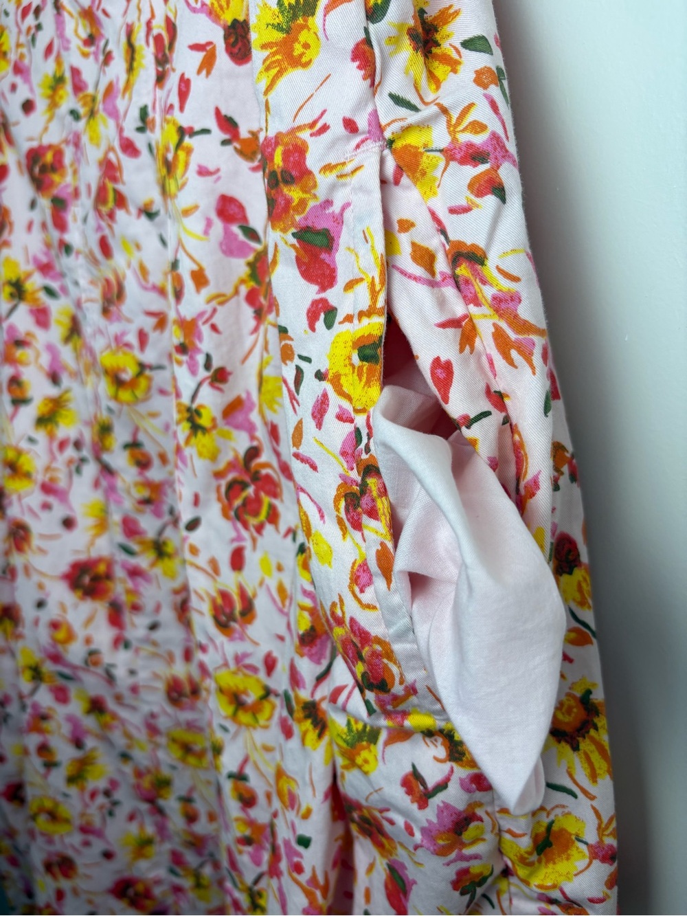 🌸Free Assembly Pink Floral Cotton Midi Dress | L | Lined | Pockets - Picture 4 of 9